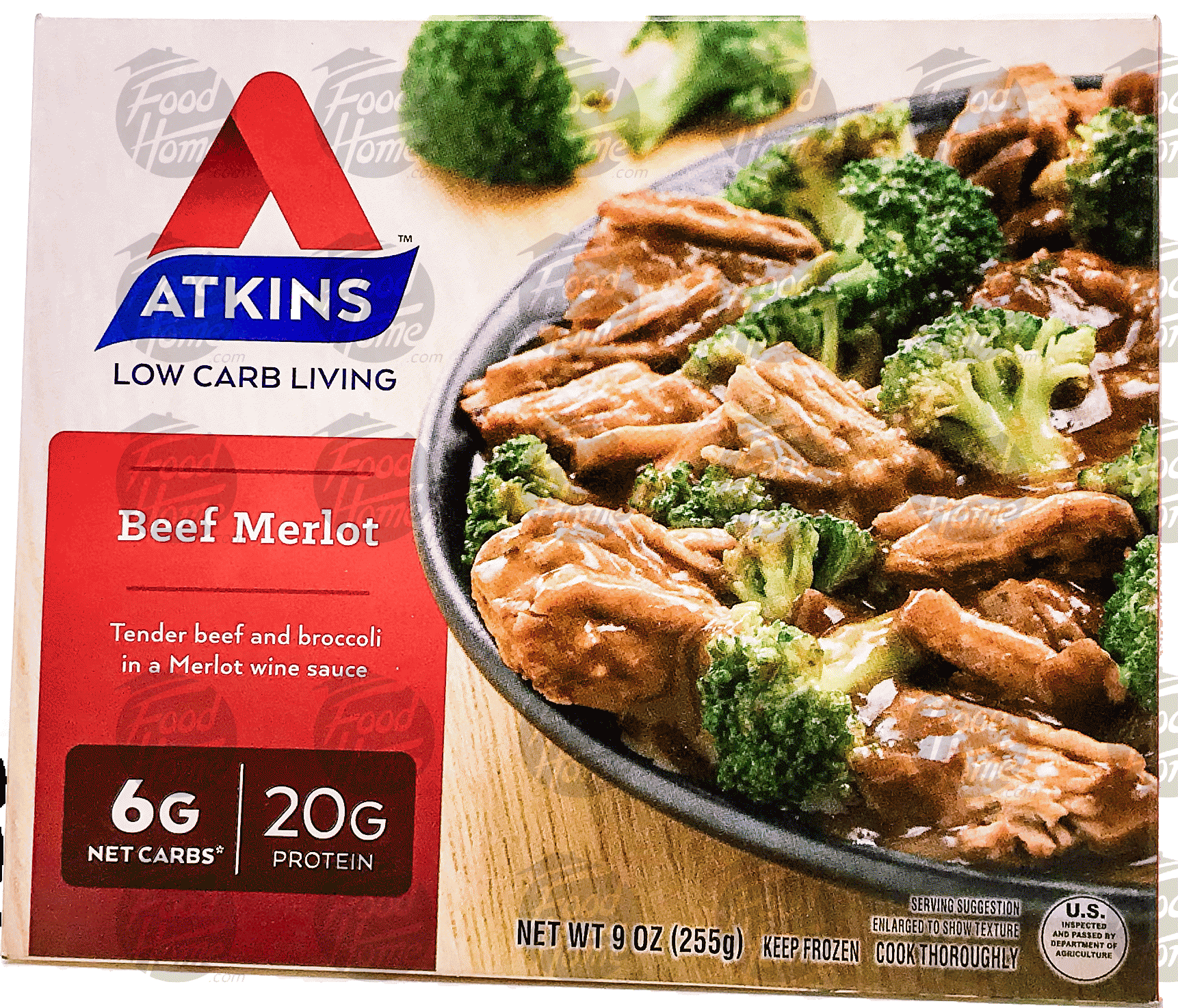 Atkins  beef merlot; tender beef and broccoli florets in a delicate merlot wine sauce Full-Size Picture